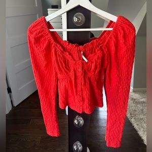 Free People Long Sleeve Bustier Top